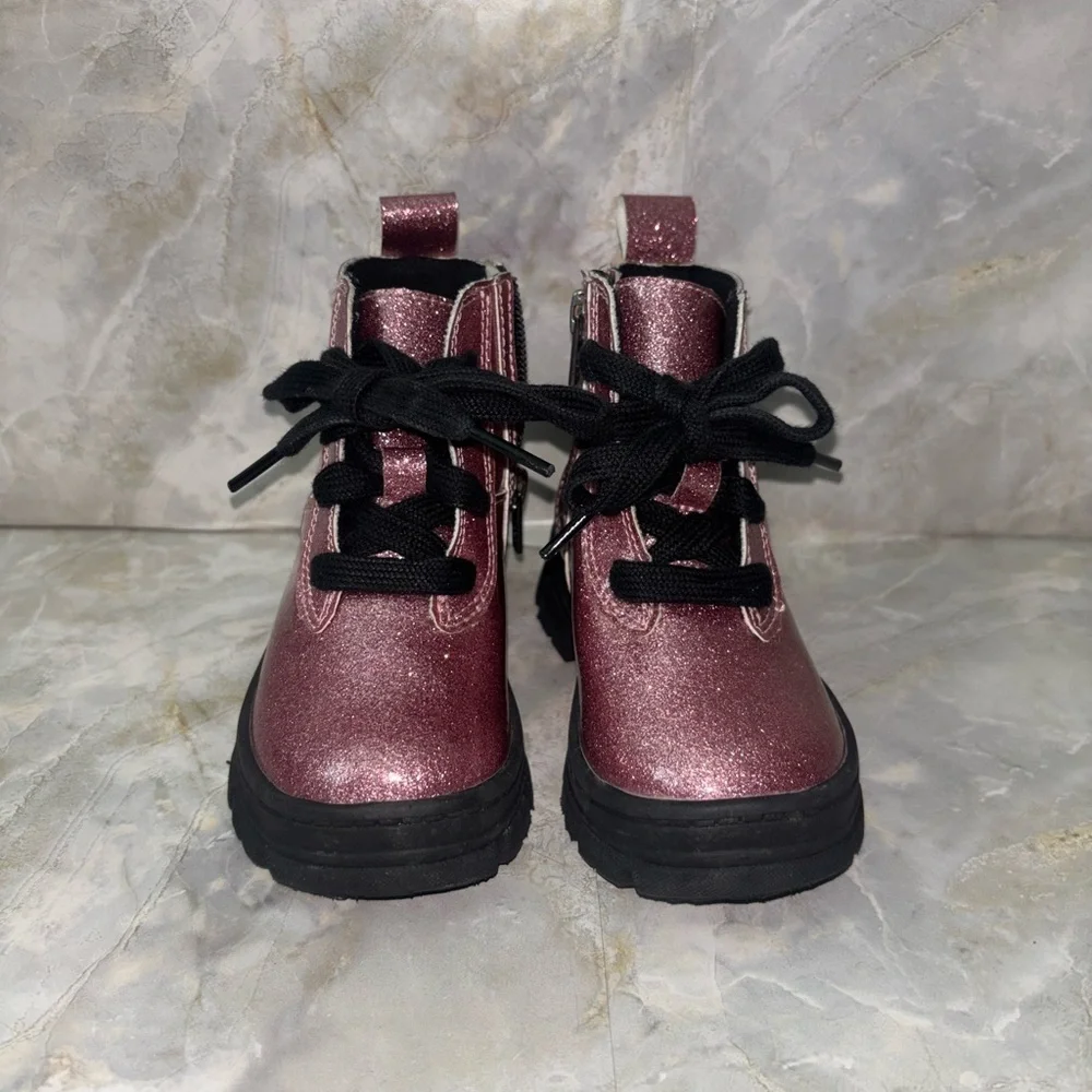 Ugg Ashton Glitter Combat Boot Sparkly Pink Kids Boots